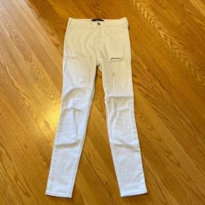 Hollister White Ripped High-Rise Super Skinny Classic Stretch Jeggings